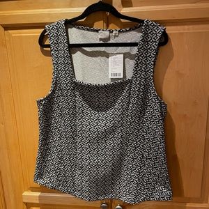 Anthropologie Black & White Motif Sleeveless Shell